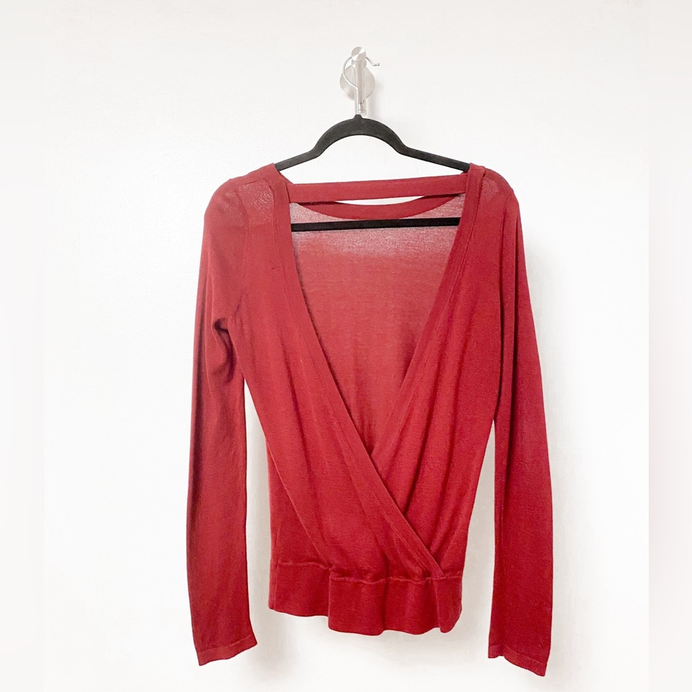 The Limited Lightweight Fall‎ Casual Chic Open Cross Back Sweater Red Sweater